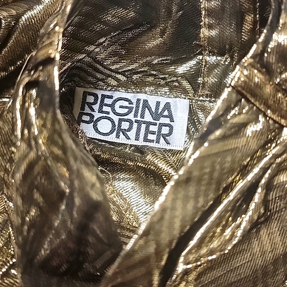 Vintage | Regina Porter | Metallic Gold Lame High Neck Blouse - Picture 10 of 12